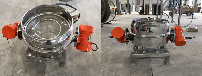 面粉振動篩粉機細節:篩網展示,振動電機展示。